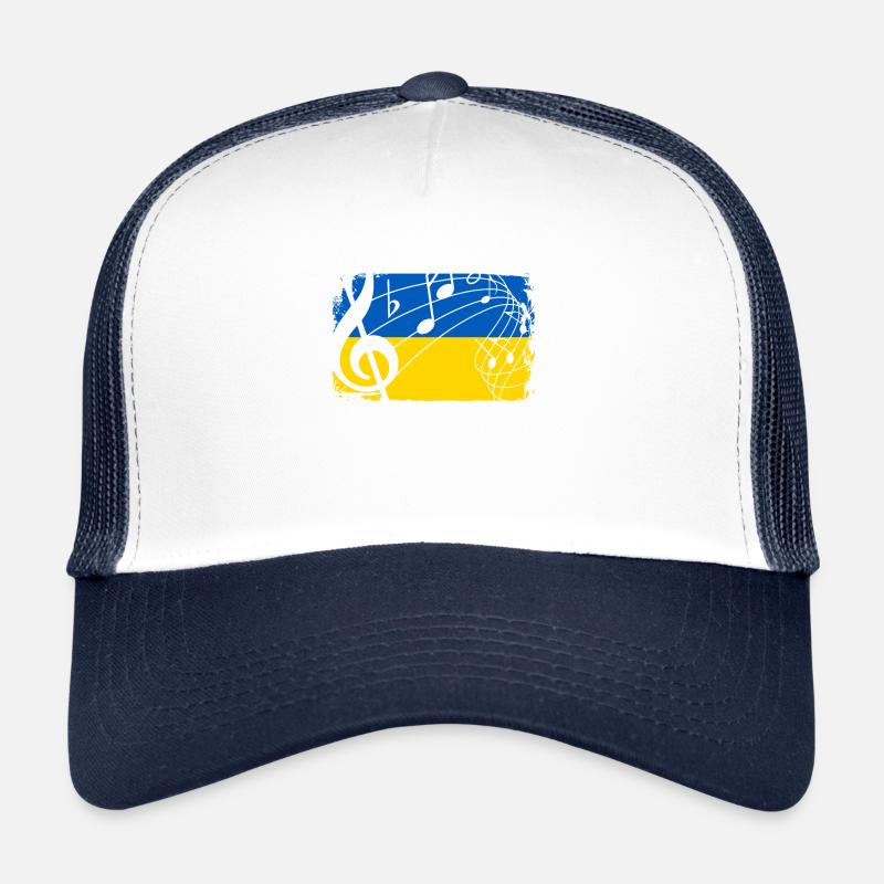 Drapeau de la musique de l'Ukraine - Casquette trucker  - blanc/marine