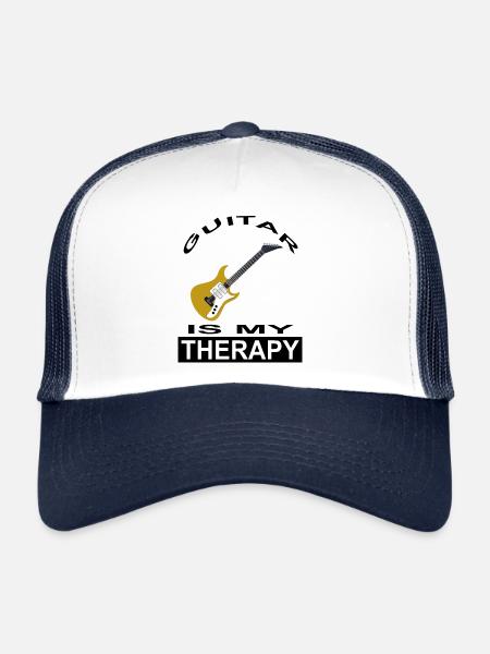 Jouer de la guitare guitariste instrument de musique - Casquette trucker  - blanc/marine - Devant