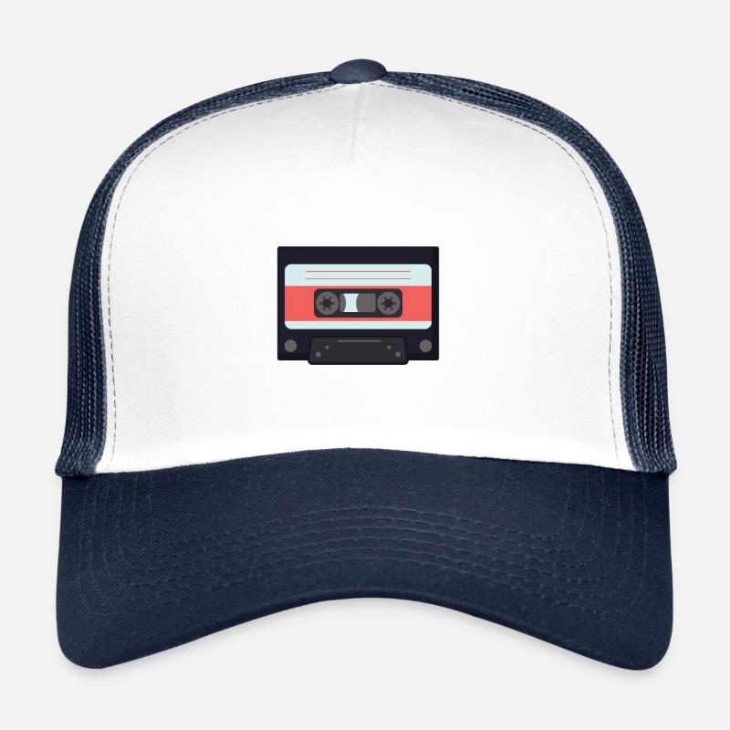 Kassette Vintage Musik - Trucker Cap - Weiß/Navy