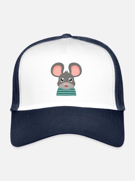 Mouse with big ears - Trucker Cap - white/navy - Front