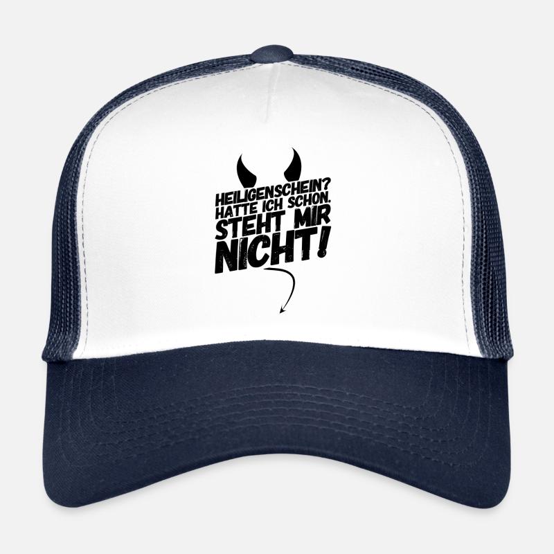 Heiligenschein Teufel Sprüche - Trucker Cap - Weiß/Navy