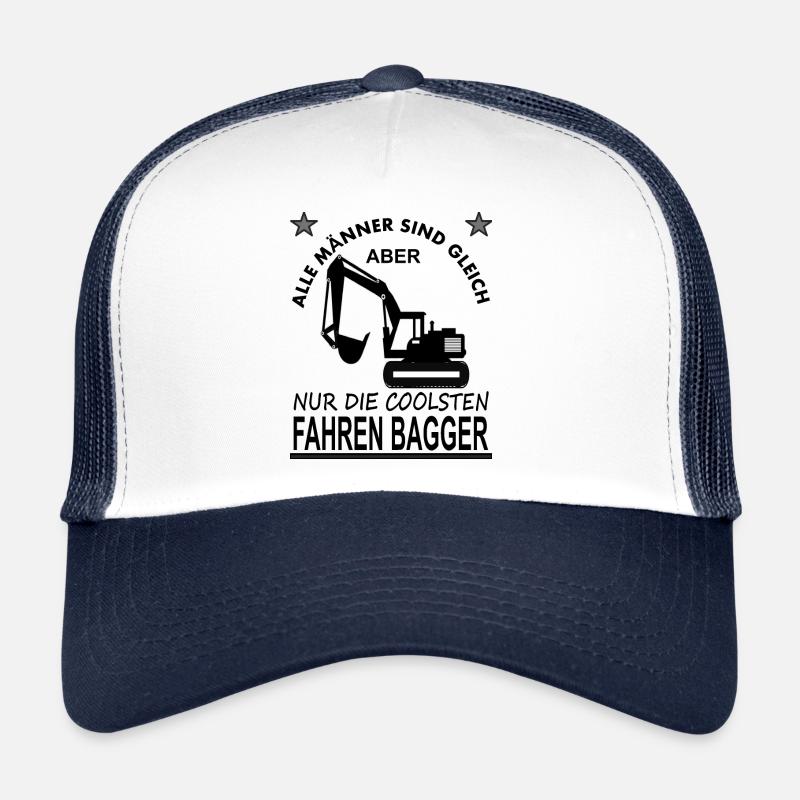 Baggerfahrer Bagger fahren Bagger Spruch Geschenk - Trucker Cap - Weiß/Navy