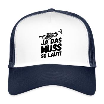 Trompete Trompeten Trompeter Laut II - Trucker Cap - Weiß/Navy - Vorne
