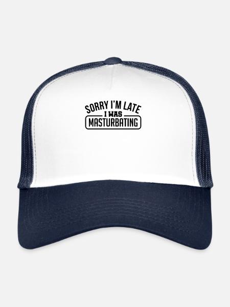 Cadeau sexy de se masturber tard dans la nuit - Casquette trucker  - blanc/marine - Devant