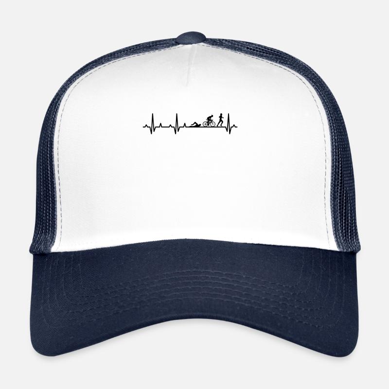 Triathlon heartbeat triathlete runner swimmer Ra Trucker Cap