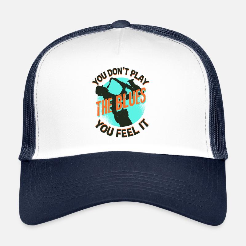 Blues Saxofon - Trucker Cap - Weiß/Navy