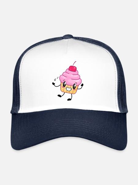 Personnage de musique de dessin animé de petit gâteau muffin - Casquette trucker  - blanc/marine - Devant
