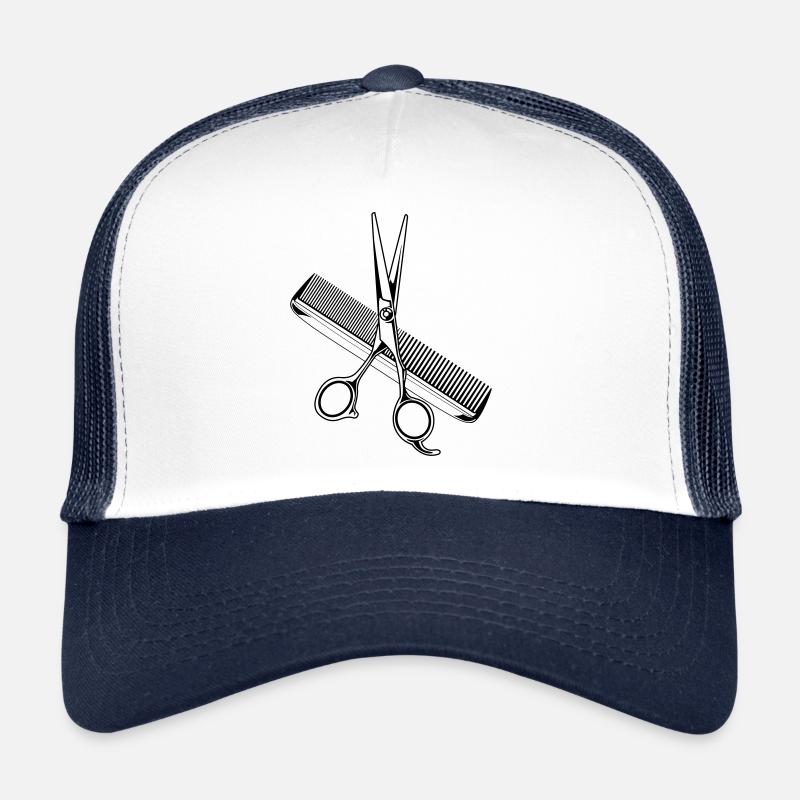 icône de styliste peigne ciseaux - Casquette trucker  - blanc/marine