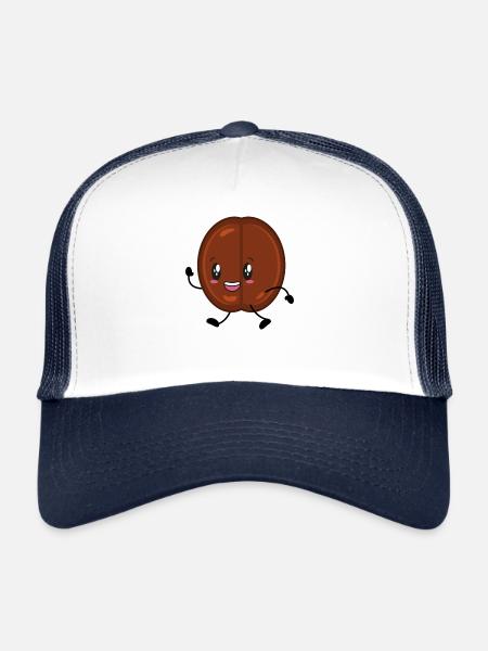 Café en grains de café - Casquette trucker  - blanc/marine - Devant