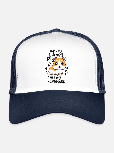 Mon cobaye a mangé mes devoirs, cobaye de l’école - Casquette trucker  - blanc/marine - Devant
