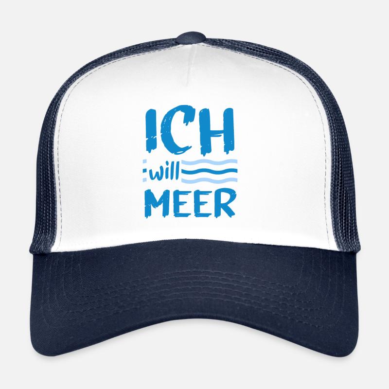 Strand Ich Will Meer Urlaub Nordsee Küste Ostsee L - Trucker Cap - Weiß/Navy