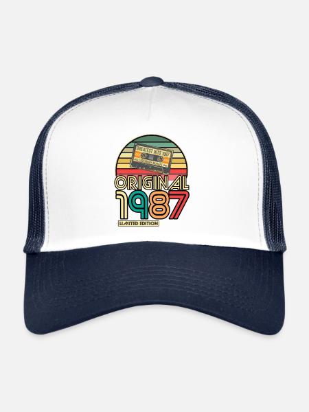 Cassette Tape Retro Vintage 1987 born Year 1987 - Trucker Cap - white/navy - Front