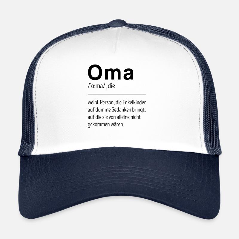 Großmutter Oma Definition Wörterbuch Omi Enkel Fam - Trucker Cap - Weiß/Navy