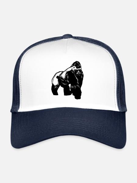 Animal gorille - Casquette trucker  - blanc/marine - Devant