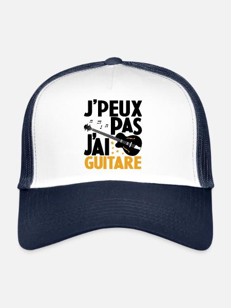 Je Peux Pas J'ai Guitare Drôle Guitare - Casquette trucker  - blanc/marine - Devant