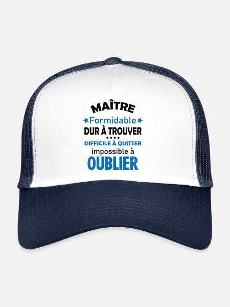 Maître formidable idée cadeau maître d'école - Casquette trucker  - blanc/marine - Devant