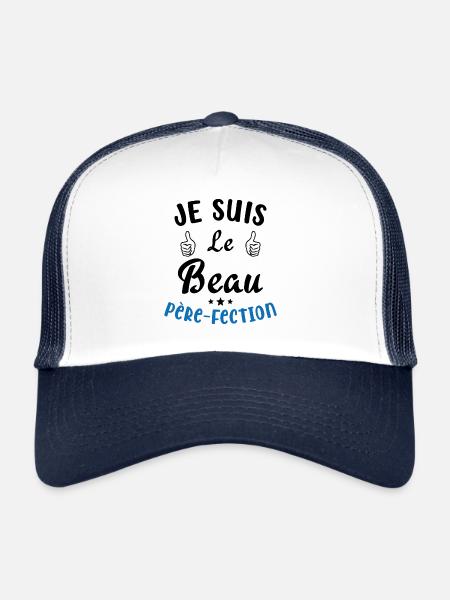 Je suis Le Beau Père-Fection - Casquette trucker  - blanc/marine - Devant