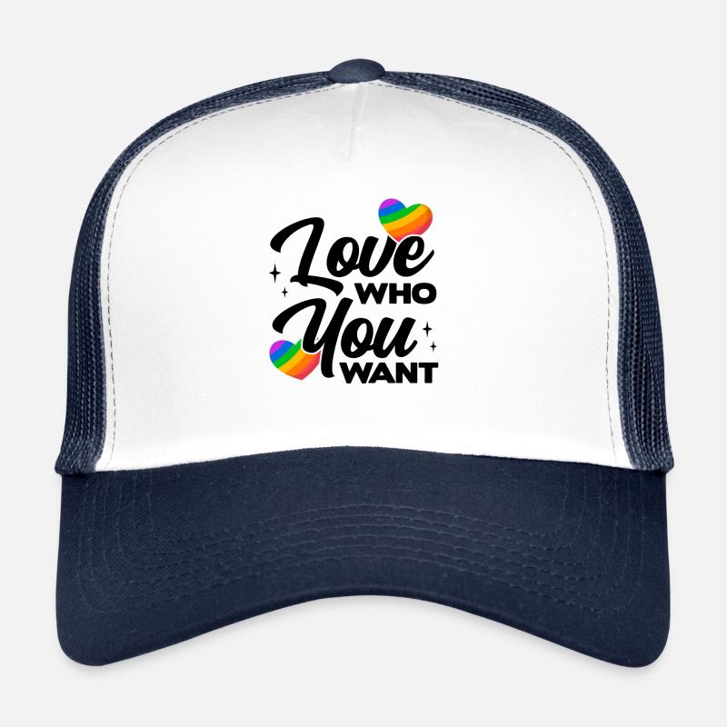 Love Who You Want Lgbtq Diversity Rainbow Pride Ga Trucker Cap