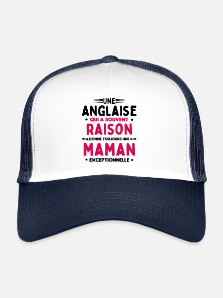 Une anglaise donne toujours maman exceptionnelle - Casquette trucker  - blanc/marine - Devant