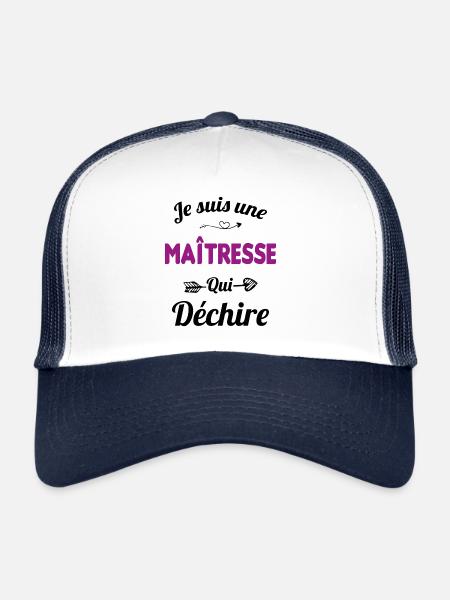 je suis une maîtresse qui déchire cadeau maîtresse - Casquette trucker  - blanc/marine - Devant