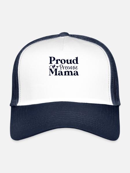Chemise fière Preemie Mama NICU pour les parents - Casquette trucker  - blanc/marine - Devant