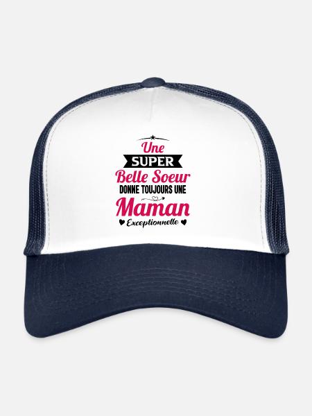 Belle soeur future maman cadeau drôle annonce mère - Casquette trucker  - blanc/marine - Devant