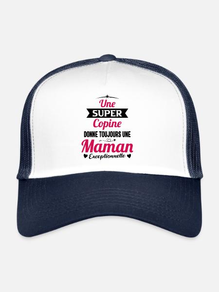 Copine future maman mère cadeau drôle naissance - Casquette trucker  - blanc/marine - Devant