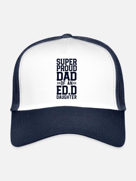 Fier père d’une fille Ed.D. graduation - Casquette trucker  - blanc/marine - Devant