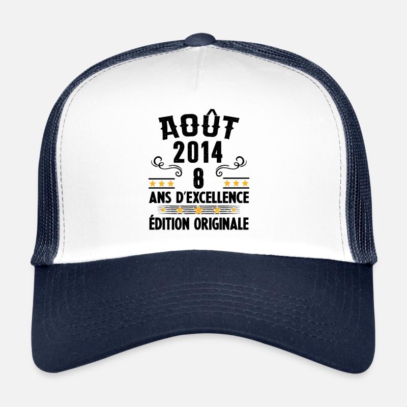 8 Ans Anniversaire Vintage Né(e) en Août 2014 Casquette trucker 