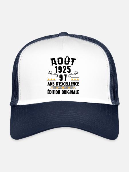 97 Ans Anniversaire Vintage Né(e) en Août 1925 - Casquette trucker  - blanc/marine - Devant