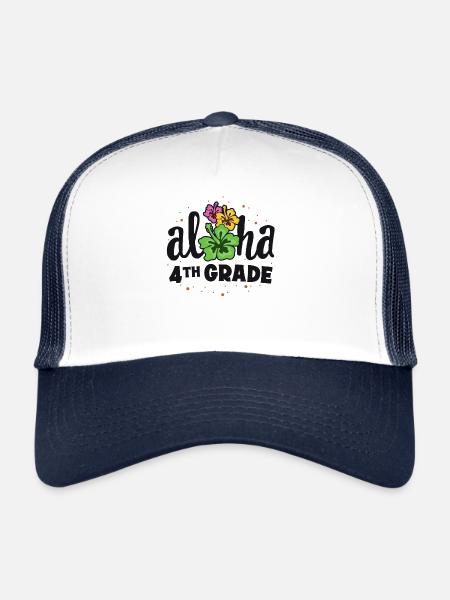 Aloha 4th Grade Fourth Teacher Premier jour Retour à - Casquette trucker  - blanc/marine - Devant