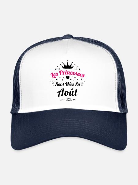 Les Princesses Sont Nées En Août Anniversaire - Casquette trucker  - blanc/marine - Devant