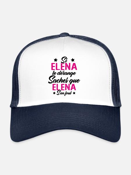 Si Elena te dérange saches que Elena s en fout - Casquette trucker  - blanc/marine - Devant