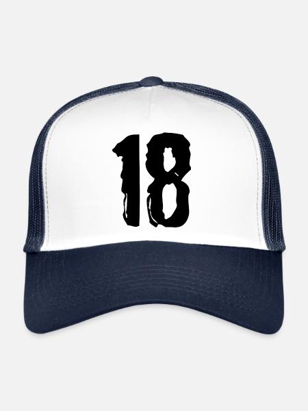 Maillot à 18 chiffres - Casquette trucker  - blanc/marine - Devant