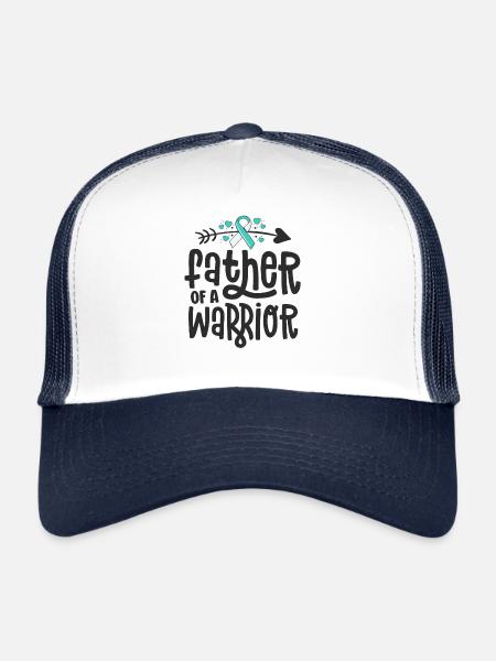 Father Of A Warrior Teal Cervical Cancer Family - Trucker Cap - white/navy - Front