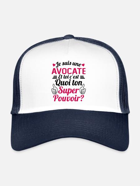 Je suis une Avocate c'est mon super pouvoir - Casquette trucker  - blanc/marine - Devant