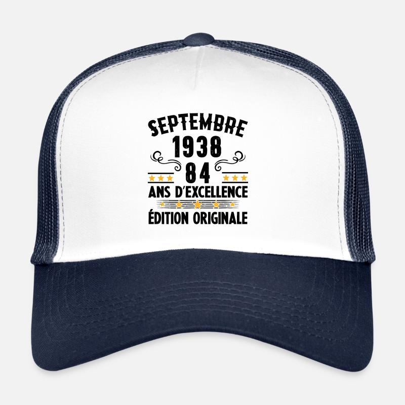 84 Ans Anniversaire Vintage Né(e) Septembre 1938 Casquette trucker 