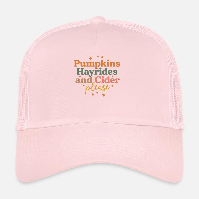 Pumpkins Hayrides and Cider Please Farm Boho Fall Trucker Cap