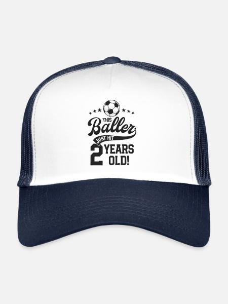 3 Years Old Soccer Themed Birthday Party 2nd Bday - Trucker Cap - white/navy - Front