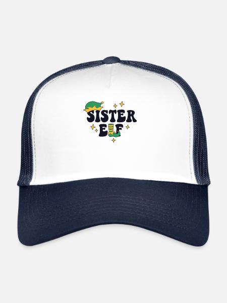 Sister Elf Matching Family Christmas Group Xmas - Trucker Cap - white/navy - Front