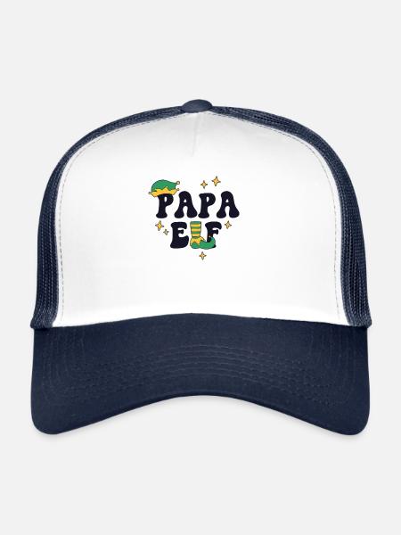 Papa Elf Matching Famille Noël Groupe Noël - Casquette trucker  - blanc/marine - Devant