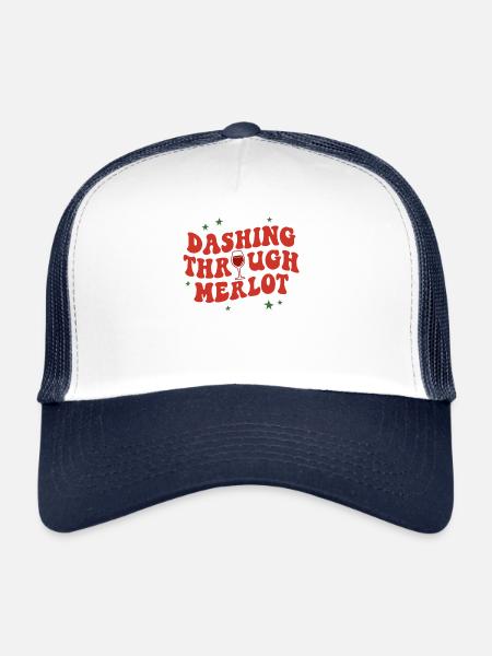 Se précipiter à travers le vin de Noël amusant de Merlot - Casquette trucker  - blanc/marine - Devant