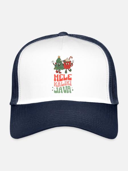 Christmas Coffee Lover Mele Kalikimaka Hawaiian - Trucker Cap - white/navy - Front