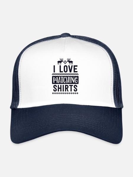 J’aime les chemises de Noël assorties couple femme - Casquette trucker  - blanc/marine - Devant