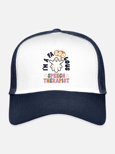 Faboolous Speech Therapist Halloween SLP Retro - Trucker Cap - white/navy - Front