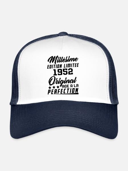 Millésime 1952 Original Cadeau D'anniversaire - Casquette trucker  - blanc/marine - Devant