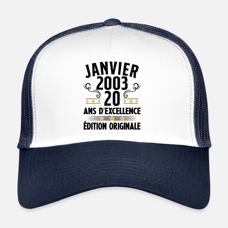 20 Ans Anniversaire Vintage Né(e) en Janvier 2003 Casquette trucker 