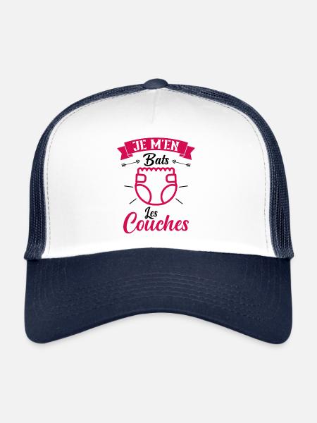 Je M'en Bats Les Couches Cadeau Body Fun Enceinte - Casquette trucker  - blanc/marine - Devant