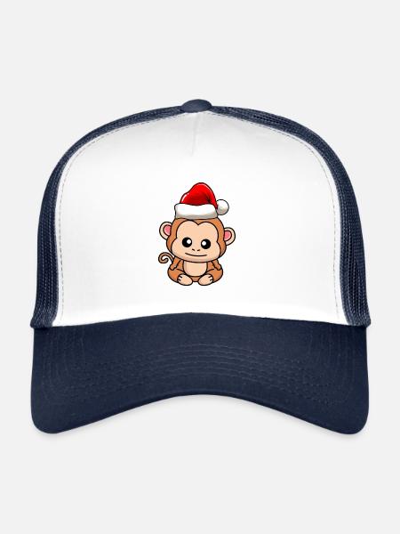 Singe Comic Christmas - Casquette trucker  - blanc/marine - Devant