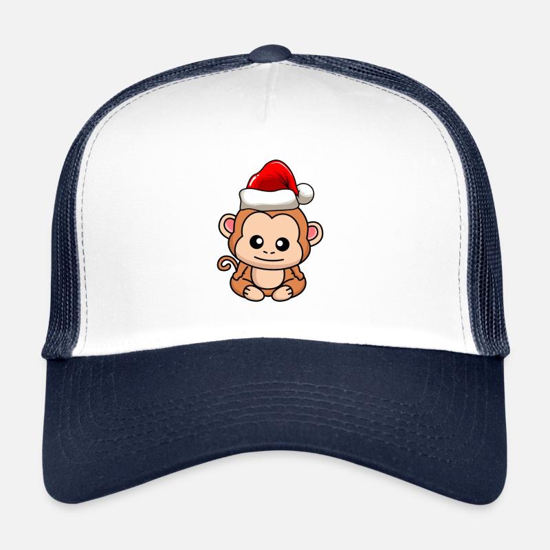 Singe Comic Christmas - Casquette trucker  - blanc/marine